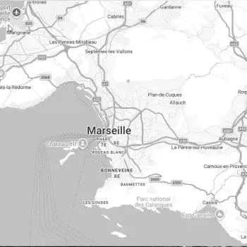 Google Map de Marseille en noir et blanc